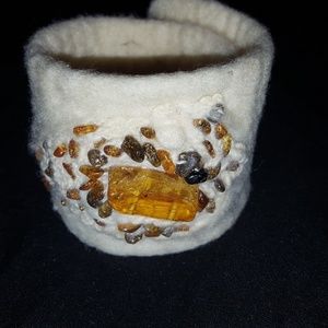 Wool and Amber Bracelet/Cuff